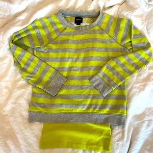Gap grey & lime striped sweatshirt & lime tank top - 2 for the price of 1!